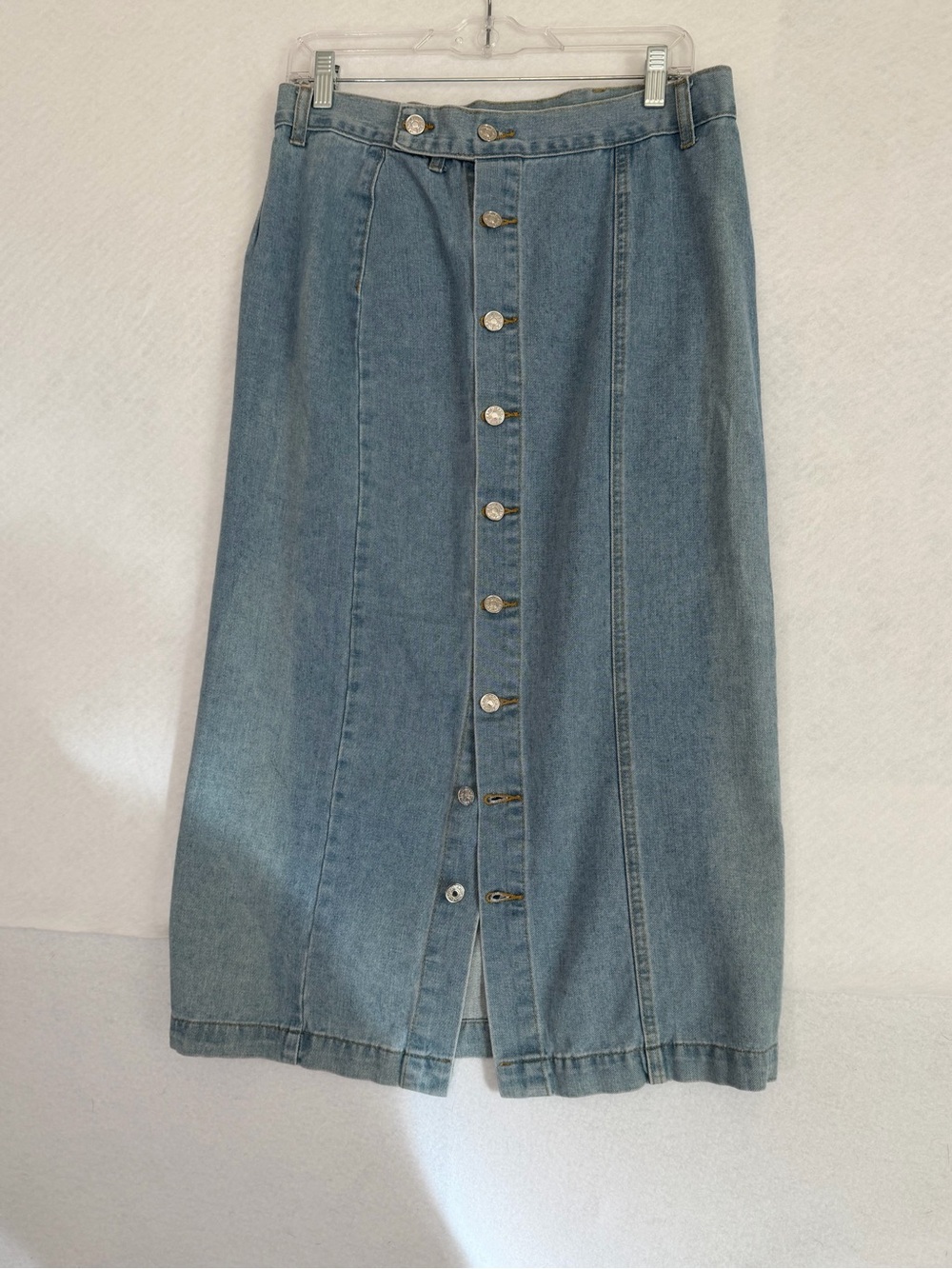 NWOT Classic Blue Denim Button-Front Midi Skirt